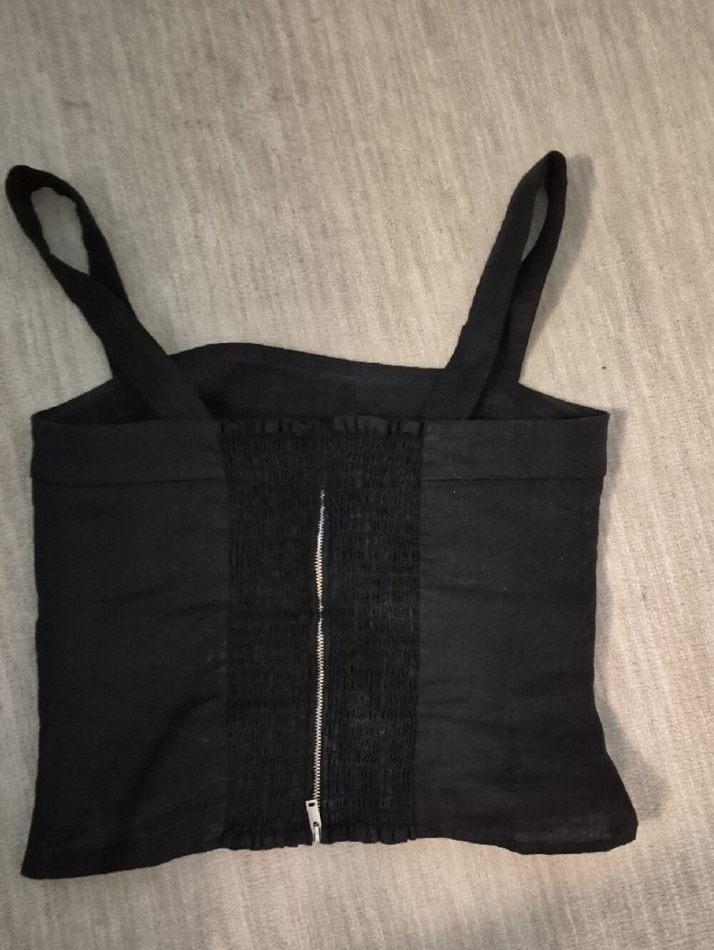 Quince Black Square-Neck Linen Fitted Tank - Picture 3 of 5